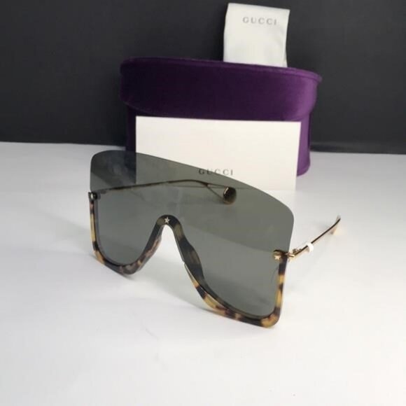 Authentic Gucci GG0540S 002 Havana Grey Shield Sunglasses – New 🔥 - Picture 4 of 11